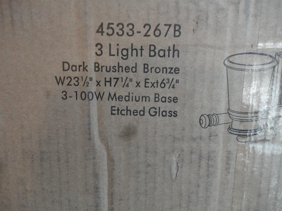 Minka Lavery 3-светлая Темная Матовая Бронза с Травленым Белым Стеклянным Светом для Туалетного столика - Изображение 2 из 4