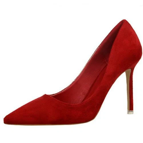 Sexy Women's Pointed Toe Slip On Shoes Faux Suede Slim High Heels Ol Pumps Party - Image 2 of 4