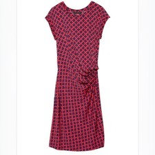 Banana Republic Factory Red Cap Sleeve Stretch Gathered Waist Dress Size Large