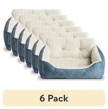  6 pack Puppy Dog Bed Plush Bolster Dog Small Dogs Small 21" x 17" Blue