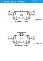 ATE BremsbeläGe Hinten (13.0460-7301.2) FüR Peugeot 308 II Sw |