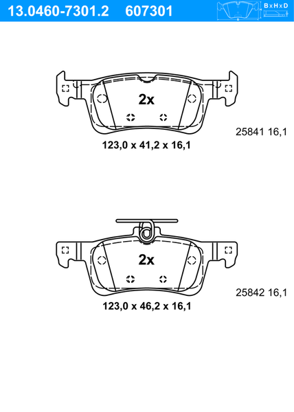 ATE BremsbeläGe Hinten (13.0460-7301.2) FüR Peugeot 308 II Sw |-image