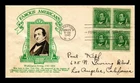DR JIM STAMPS US COVER WASHINGTON IRVING FAMOUS AMERICANS FDC BLOCK CROSBY PHOTO