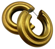 Vintage 90  s Gold Tone Chunky Half Hoops Earrings Pierced