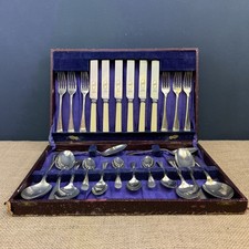VINTAGE E. HERRIOTT & SONS FIRTH STAINLESS STEEL CUTLERY SET IN DISPLAY CASE