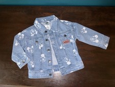 Disney Mickey Mouse Denim Jacket Kids Toddler Sz 2T Blue All Over Print Trucker