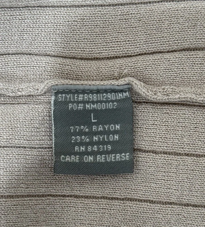 Cárdigan Neiman Marcus con Volantes Abiertos Frontales Borde de Cuero Sintético Talla L Foto 4 de 4