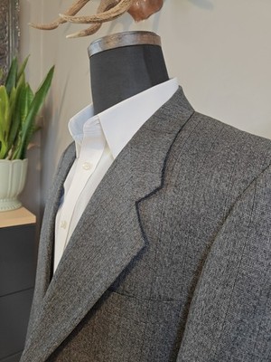   Vtg Albert Nipon Mens Wool Sports Coat 42R Gray Stripe 2 Button