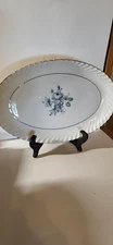 10 3/4' Royal Bayreuth "First Love" blue rose oval meat platter