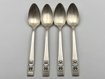 4x Vintage Oneida Community Teller Hampton Court Silberteller Teelöffel 15 cm