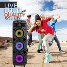 3 8 inch Portable Bluetooth Speaker TWS PA System with MIcrophone, Remote, FM