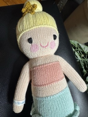 Cuddle + Kind Skye Mermaid Blonde Handmade Knit Plush Doll Stuffed Toy Peru