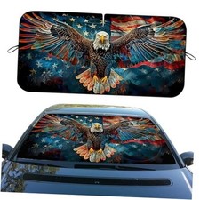 Car Windshield Sunshades - Blocks UV Rays - 59"L x 31.5"W Retro American Flag