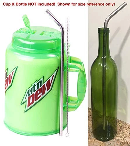 2 pajitas JUMBO 14" acero inoxidable 100 oz ENORME SÚPER LARGAS para beber con aislamiento ancho Foto 4 de 4