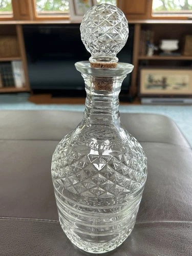 VTG Cut Glass Liquor Wine Decanter W Stopper Federal Law Prohibits Prohibition