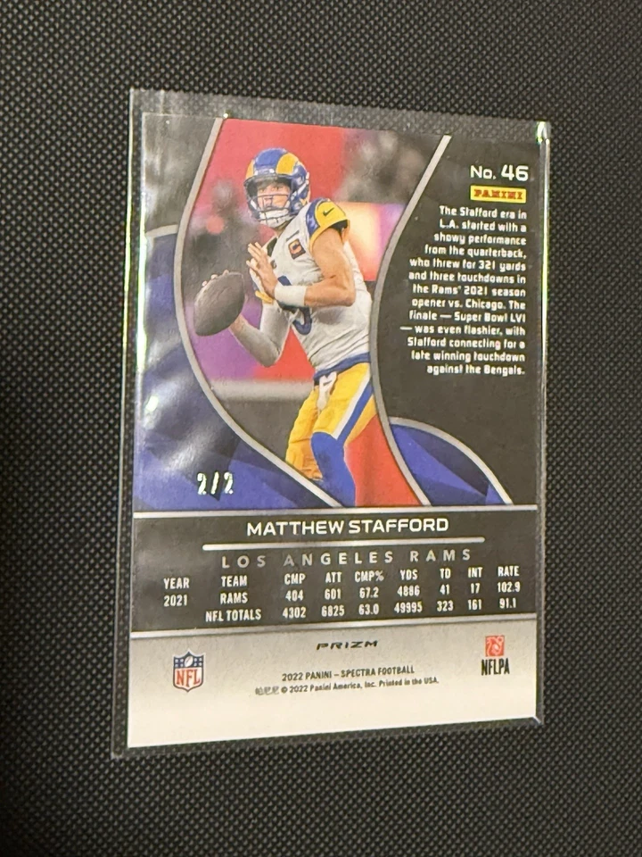 2022 Panini Spectra - Matthew Stafford #46 Nebula Prizm /2 LA Rams Detroit Lions - Imagem 2 de 3