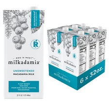 milkadamia Macadamia Milk - Unsweetened - 32 Fl Oz (Pack of 6) - Lactose... 