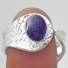 Adjustable Copper Purple Turquoise 925 Sterling Silver Ring s.8.5 Jewelry R-1381