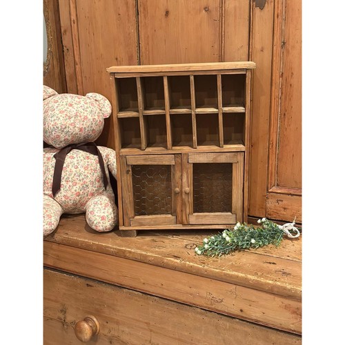 Vintage 10-Sectional Solid Wood Apothecary Curio Cabinet w/ Wire Mesh Doors