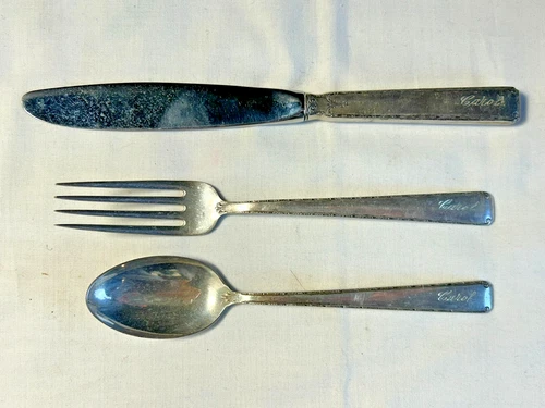 Vintage Towle Sterling Silver Fork, Knife & Spoon "Carol" engraving