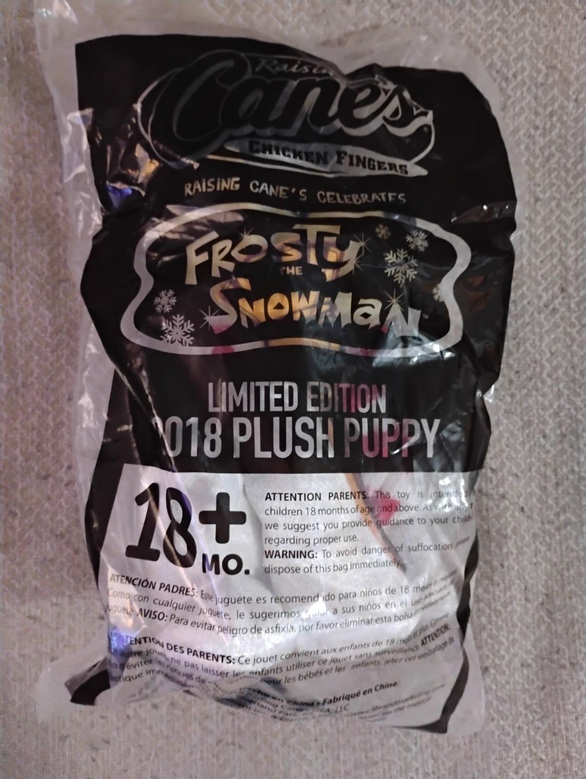 2018 Frosty The Snowman Raising Canes Plush Puppy Limited Edition 