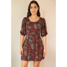 Charlotte Russe Floral Print Mini Dress Short Sleeve Casual