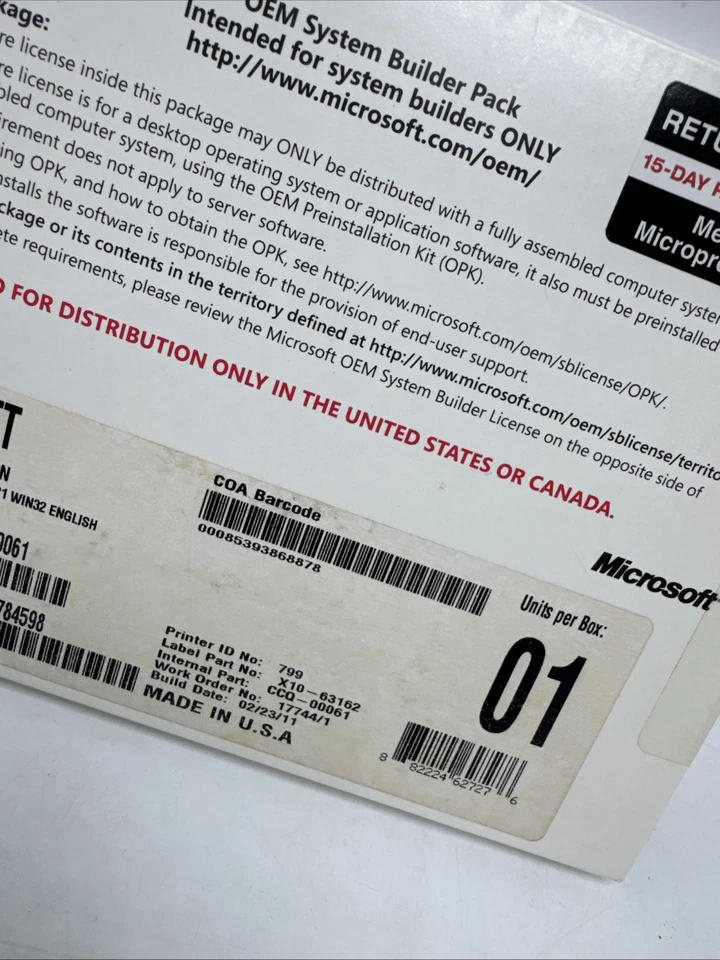 Microsoft Windows Home Server OEM System Builder Pack Made USA X10-63162 Sealed - Image 4 of 4