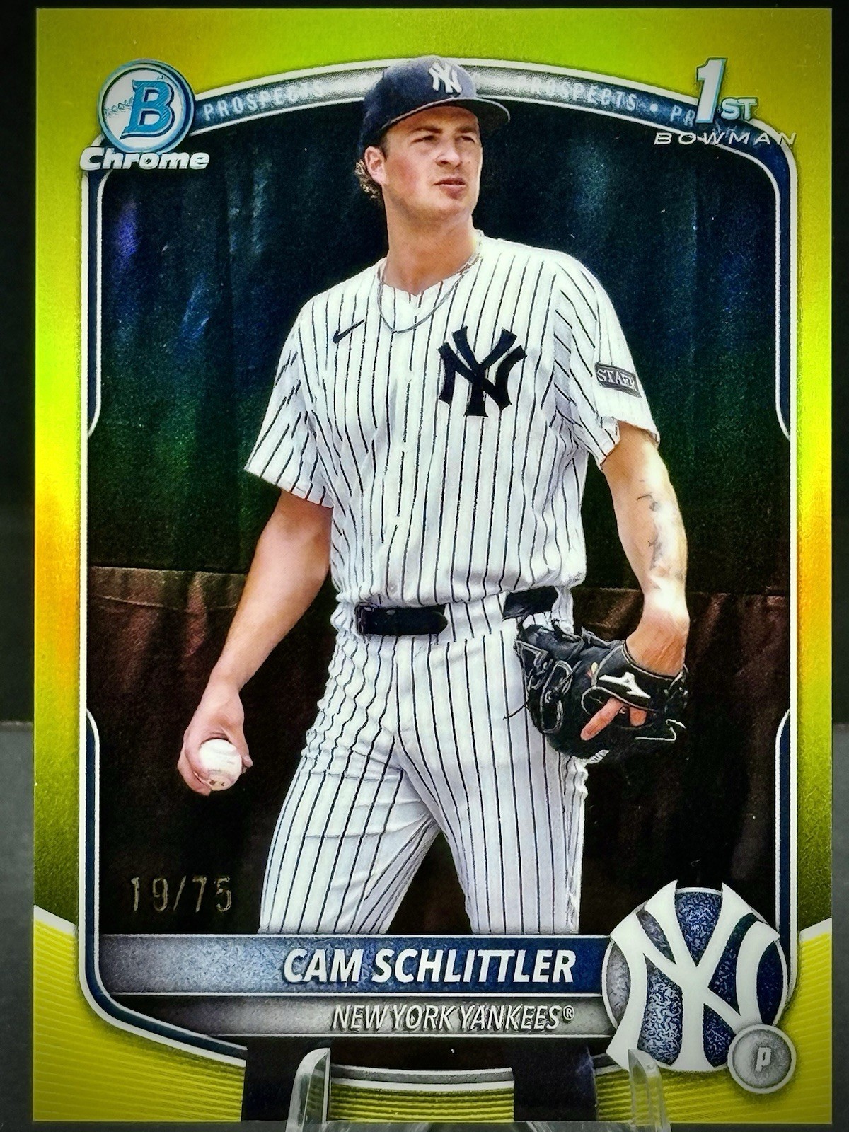 2025 Bowman Chrome - Cam Schlittler #BCP-166 - 1st True Yellow Refractor /75