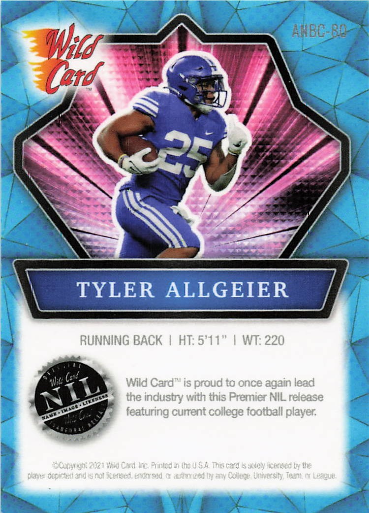 2021 Wild Card Alumination NIL #ANBC-80 Tyler Allgeier Blue #/99