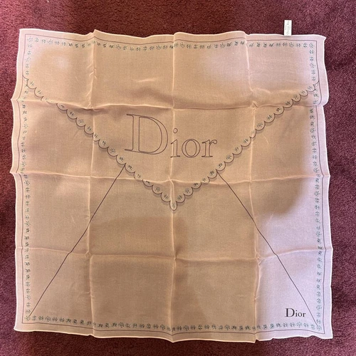 Foulard Christian Dior 55 cm 21" carré logo soie rose