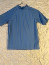 Tommy Bahama Boys 9 10 Blue Short Sleeve Swim Rash Guard Shirt
