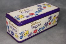 Vintage 1990s Cadbury's Fingers Rare Floral Hinged Metal Storage Tin Advertising