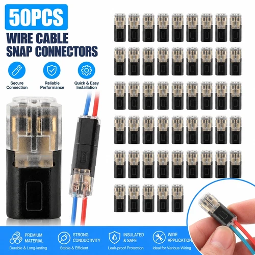 50 PCS Double-Wire Plug-in Connector, Cable Clamp with Locking Buckle AWG 18-22