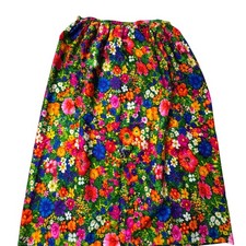 VTG 70s Maxi Skirt Women L Multicolor Handmade Floral Vintage Boho Crepe