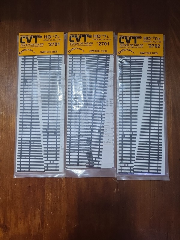Central Valley HO Scale CVT #7 Right /Left Turnout Ties  #2701 #2702 HO Scale