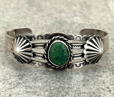 Vintage FRED HARVEY ERA NAVAJO Turquoise CONCHO Sterling Bracelet