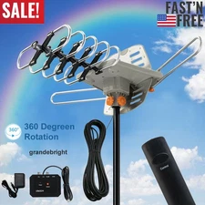 990++ Miles 400 Degree Digital Outdoor TV Antenna Amplified High Gain HD VHF/UHF