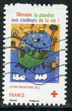 TIMBRE FRANCE OBLITERE N° 4307 // DESSINE LA PLANETE AUX COULEURS DE LA VIE