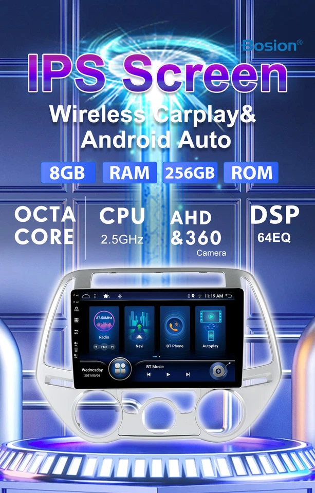 8GB-256GB FÜR HYUNDAI I20 PB 2012-2014 AUTORADIO CARPLAY GPS NAVI ANDROID 14 DAB - Bild 3 von 4