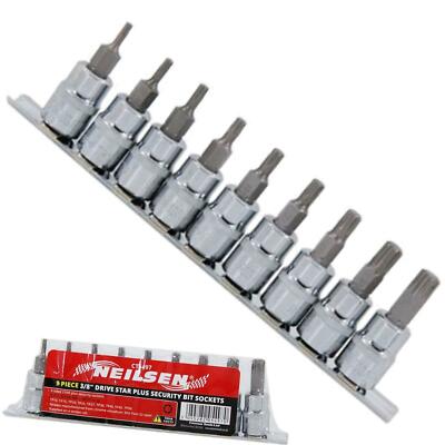 Neilsen 9-teiliges 6-seitiges Star Plus Sicherheits-Bit-Steckschlüsseleinsätze 3/8 Zoll Antrieb Sechskant-Set TP10-TP50