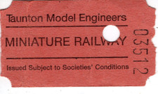 Railway ticket, miniature railway: Taunton Model Engineers, Vivary Park Taunton