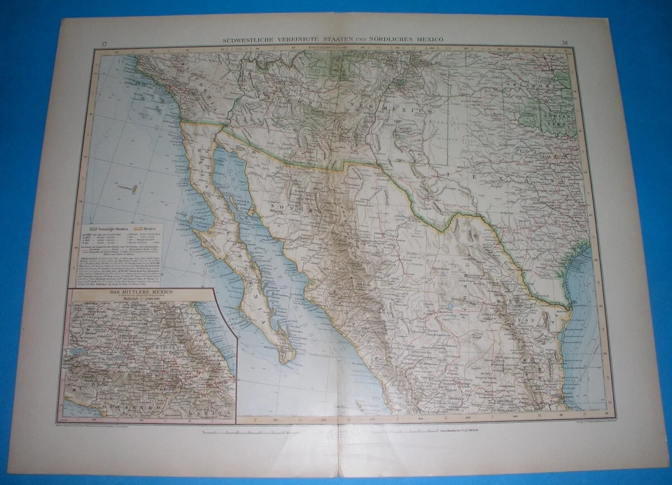 1898 ORIGINAL MAP TEXAS HOUSTON DALLAS GALVESTON NEW MEXICO CALIFORNIA ARIZONA - Image 2 of 4