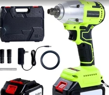 Impact Wrench Gun BRUSHLESS Cordless 20V Li-Ion 1/2'' Driver 2200RPM 2 BATTERIES