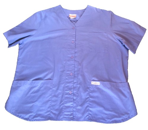 Peaches Uniformen - Damen Scrub Jacket - Gr. 3XL - blau geknöpfte Taschen, tailliert