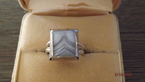 Sterling Silver GRAY AGATE RING Unisex - Size 9 - Picture 3 of 6