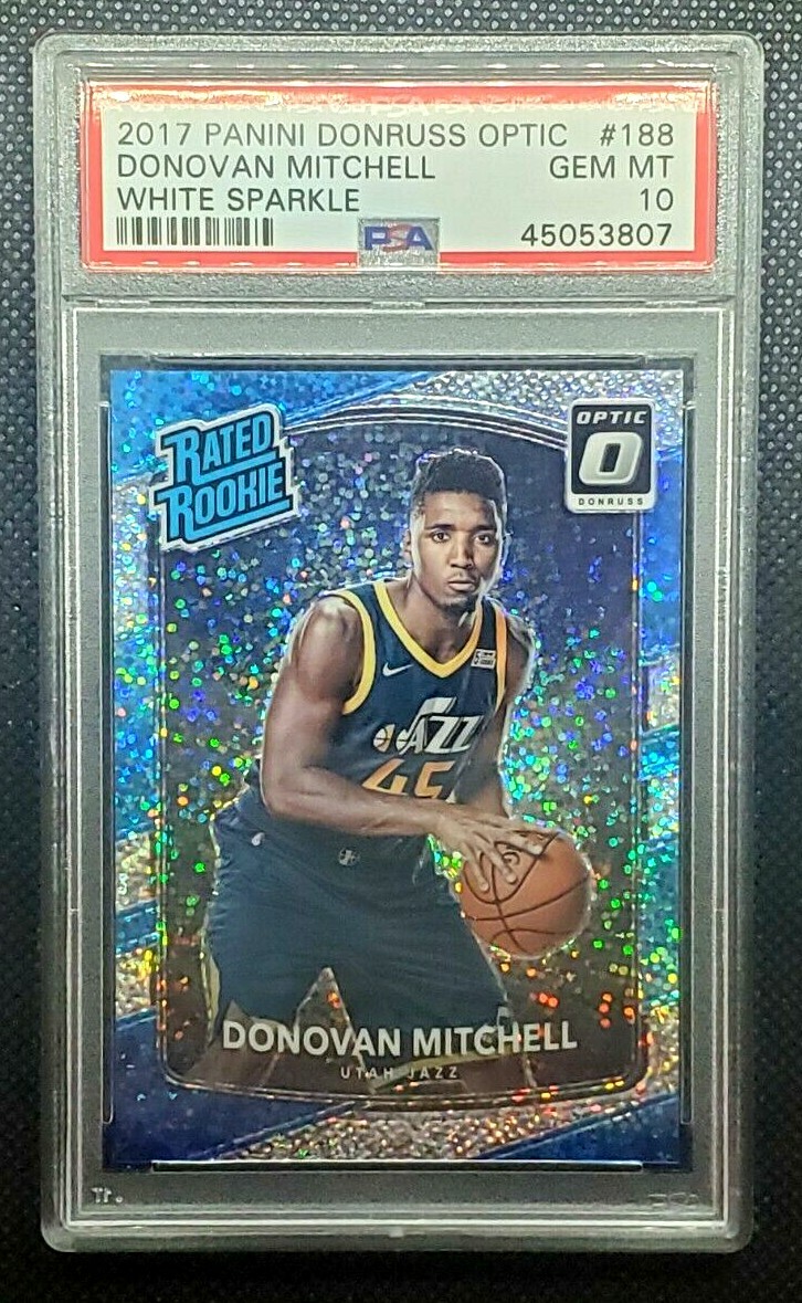 2017-18 Donruss Optic White Sparkle Donovan Mitchell Rated Rookies PSA 10 JAZZ