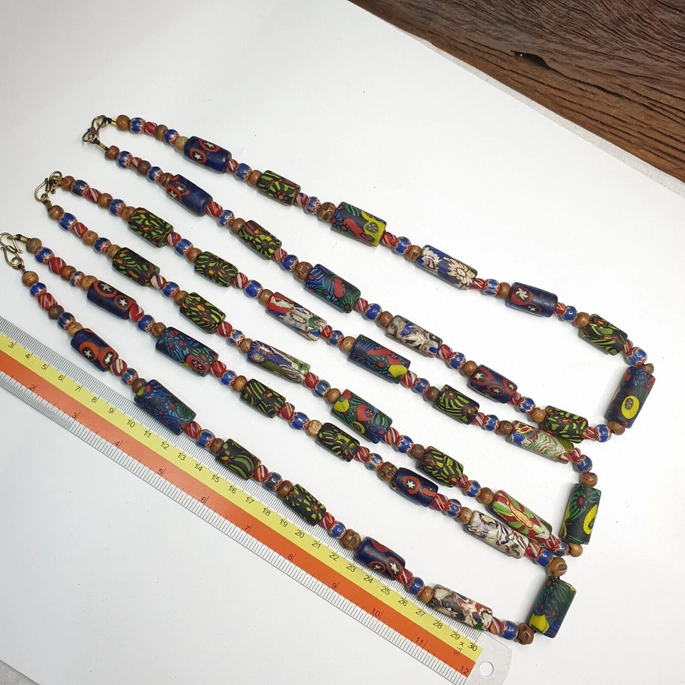 Collar con cuentas Chevron de vidrio mosaico cuentas estilo millefiori veneciano AA Foto 2 de 4