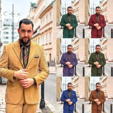 Corduroy Men Suits Formal Business Party Wedding Groom Tuxedos Gentlemen Blazer