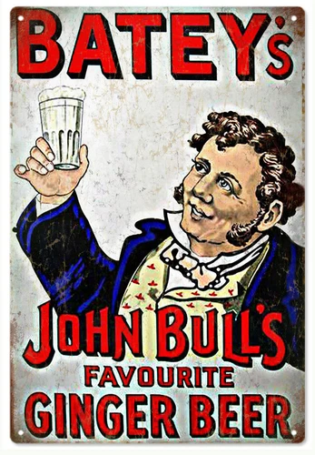 Vintage Style Metal Sign Bateys John Bulls Ginger Beer 12x18