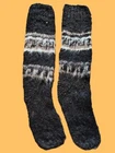 BRAND NEW, 1 PAIR, 100% ALPACA RUSTIC WOOL, HAND KNITTED SOCKS, DARK BROWN COLOR